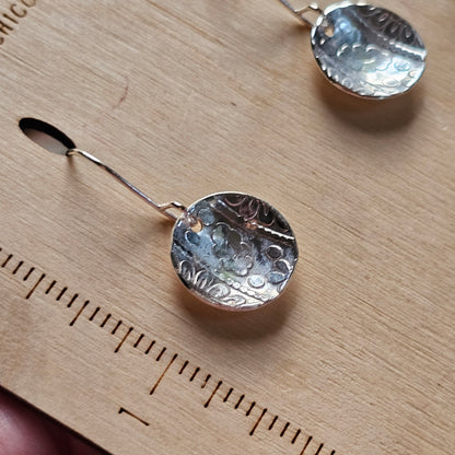 Domed Dangle Earrings - Textured