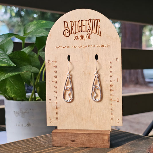 Teardrop with Bow Sterling Silver Earrings