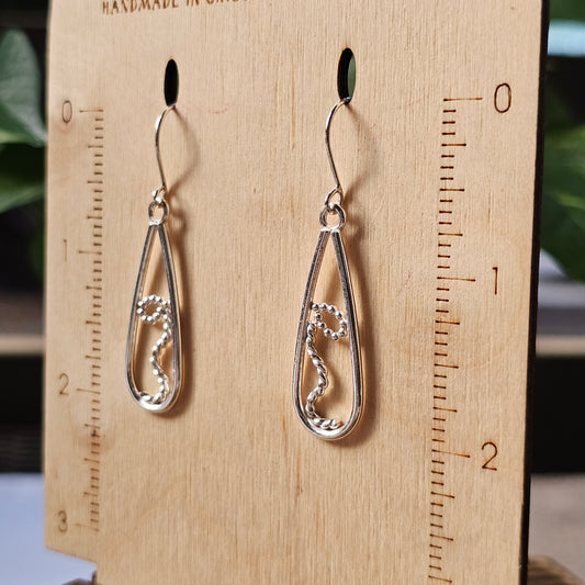 Teardrop with Bow Sterling Silver Earrings