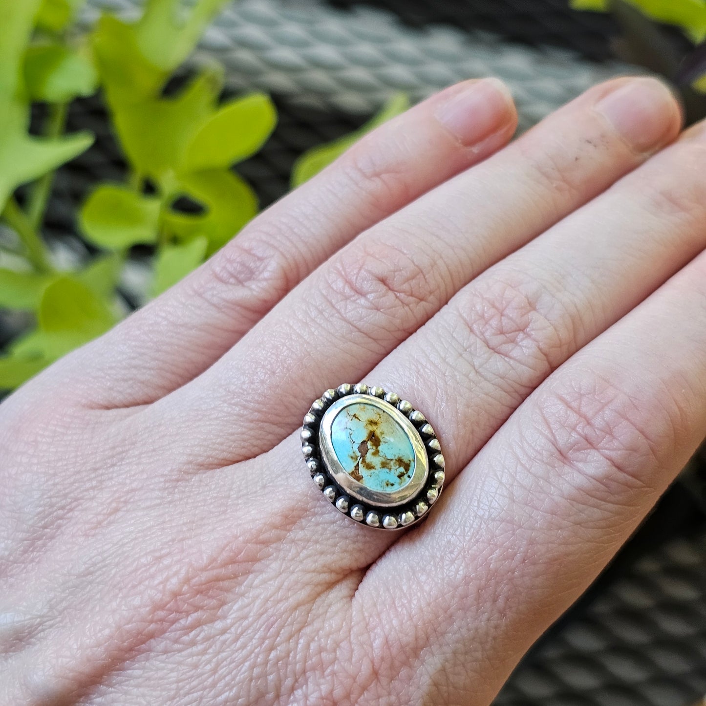 US SIZE 7.25 // Sterling Silver and Turquoise
