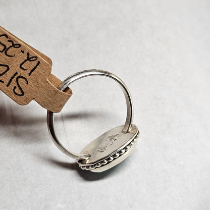 Size 12.25 // Sterling Silver Textured Band with Turquoise Stone