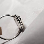 Size 8.75 // Sterling Silver Textured Band with Turquoise Stone