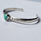 5.5" Sterling Silver Cuff with Kingman Turquoise – Stamped Band, Freeform Cabochon
