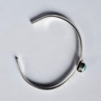 5.5" Sterling Silver Cuff with Kingman Turquoise – Stamped Band, Freeform Cabochon