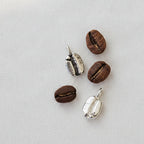 Cast coffee bean sterling silver pendant necklace, close-up - Bright Side Jewelry Co.