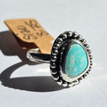 Turquoise Sterling Silver Ring – Stamped Band – Size 8.75