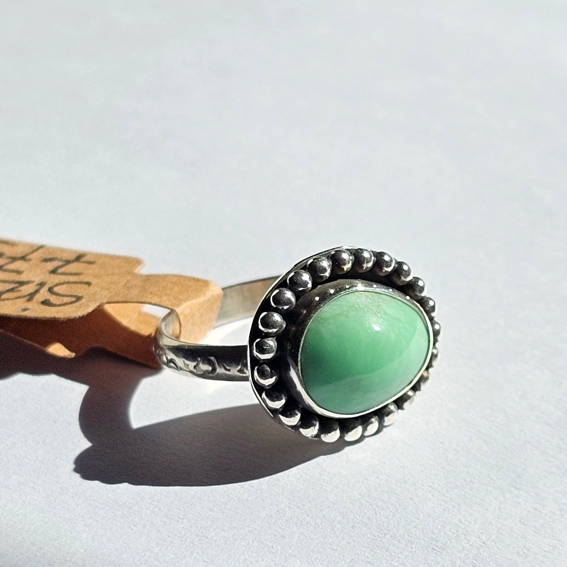 Lucin Variscite Silver Ring - Size 7.5 - Handmade Sterling Silver