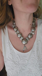 Alfred Peyton Stamped Sterling Silver Concho and Feather Necklace - handmade by Bright Side Jewelry Co.