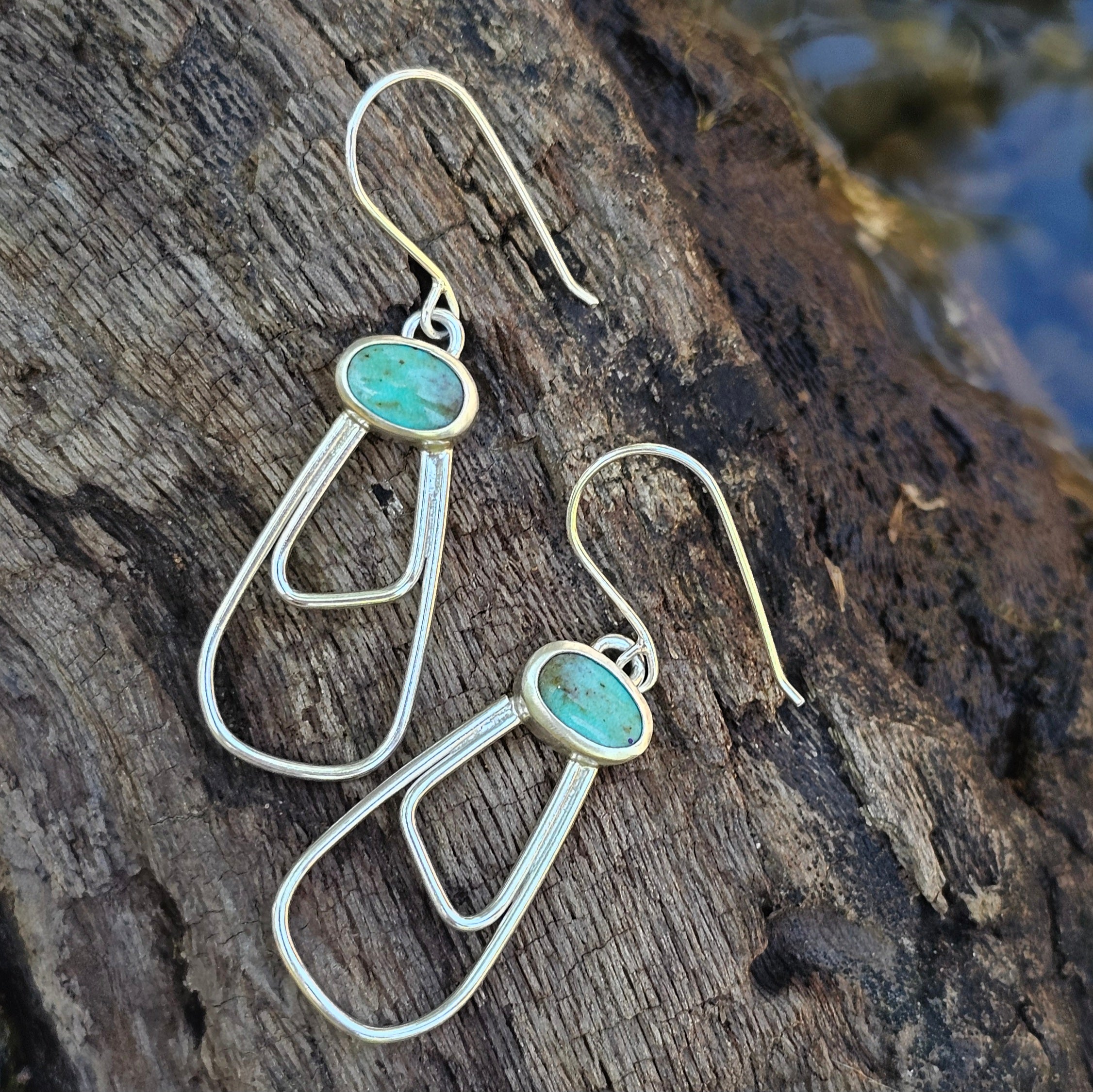 Kingman Turquoise Earrings - handmade by Bright Side Jewelry Co.