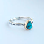 Size 7 US | 14k Bezel + Turquoise + Sterling Silver Band