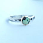 Size 8 US || 14k Bezel + Sterling Silver Band