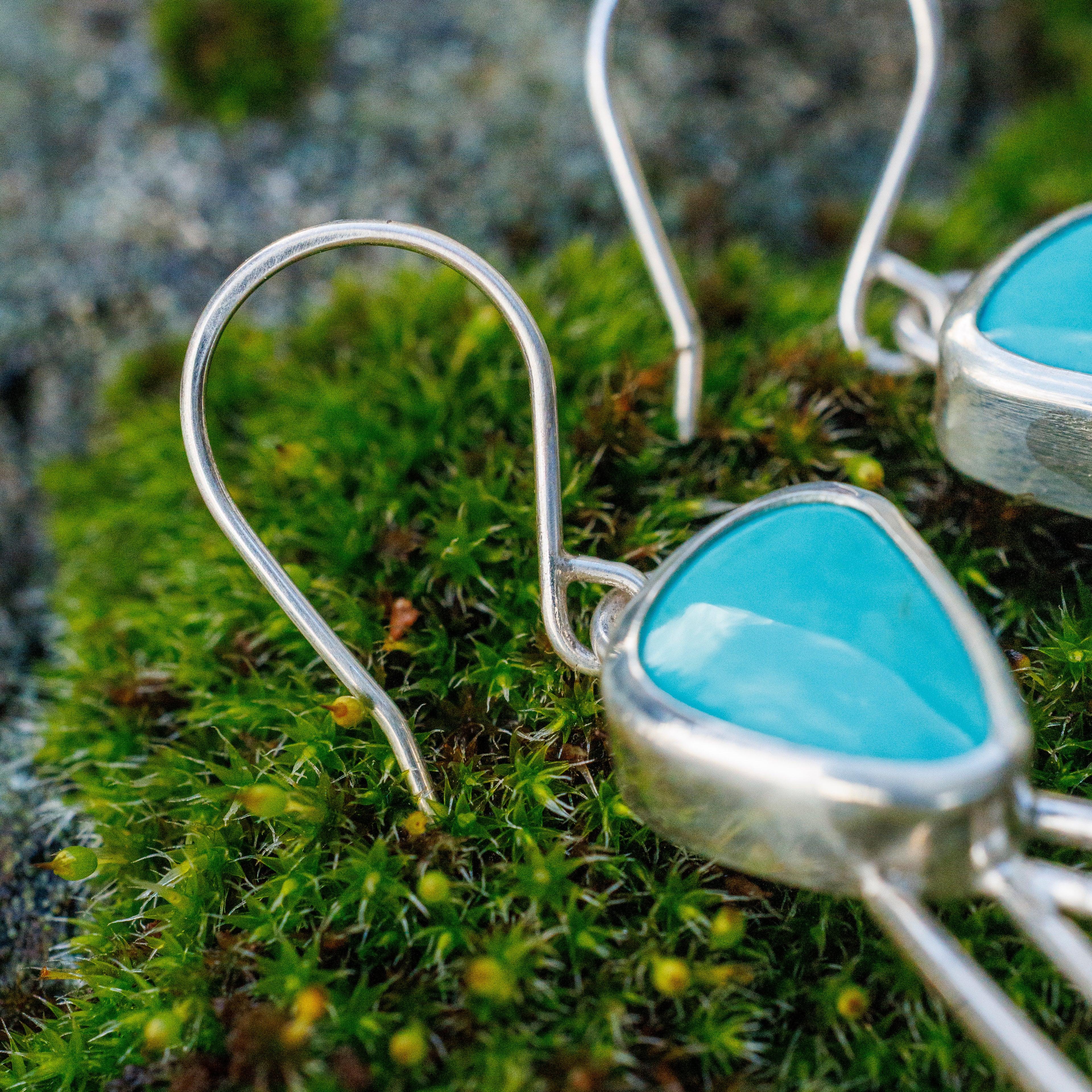 Kingman Turquoise Sterling Silver Wing Earrings