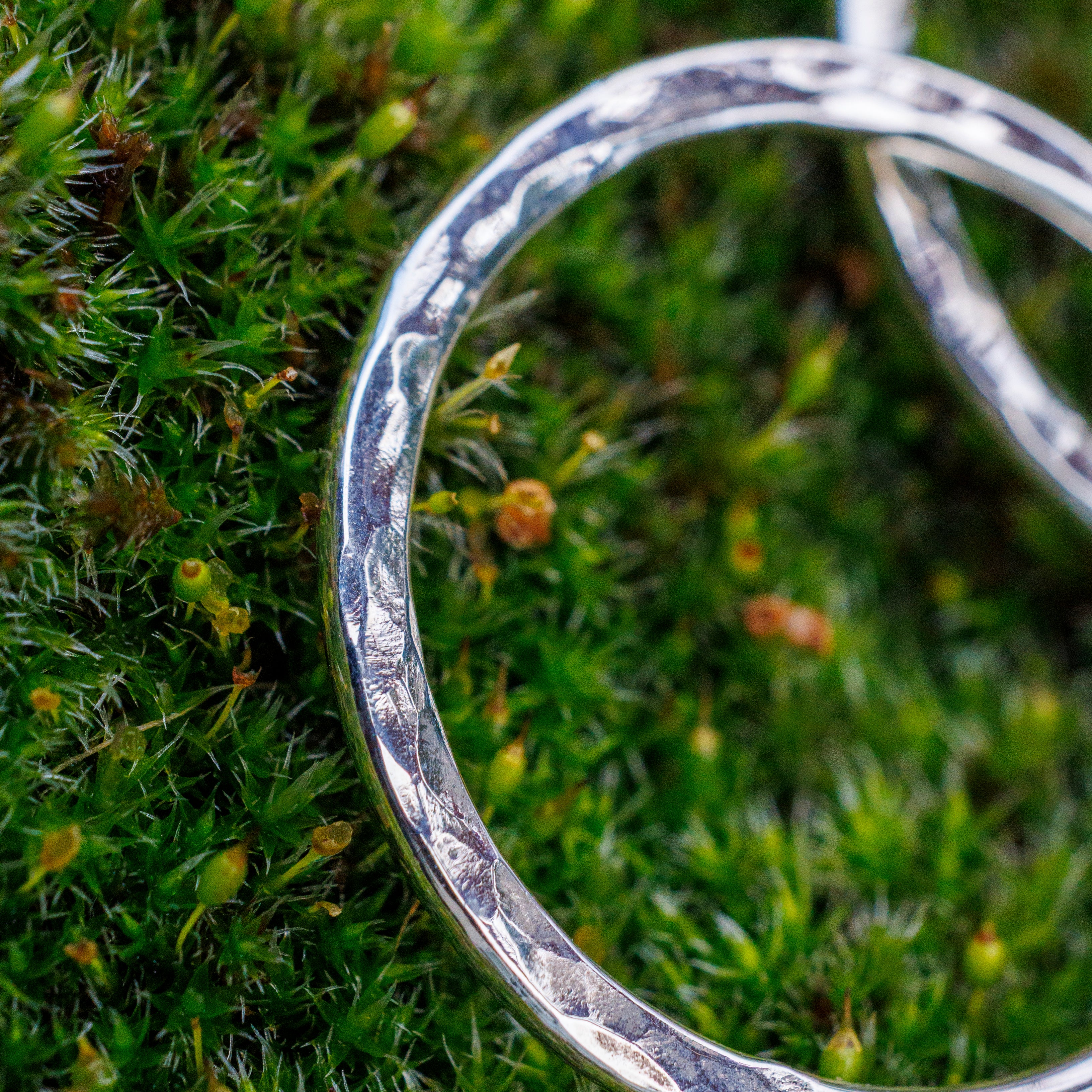 Half Hammered Sterling Silver Everyday Hoops