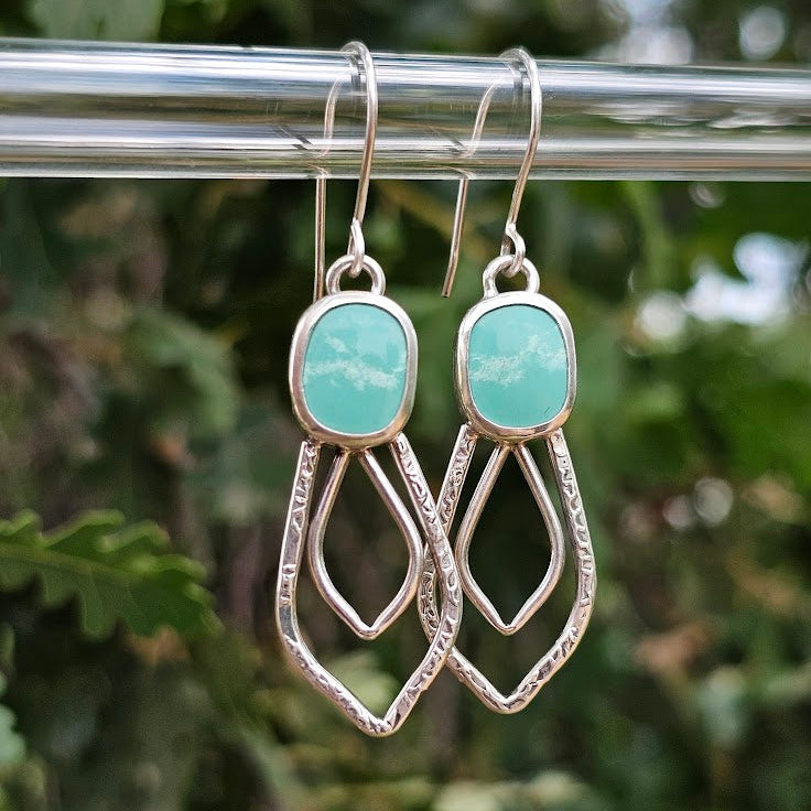 Kingman Turquoise Earrings Double Petal Earrings