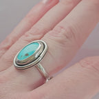 Turquoise Silver Ring - Size 7.5 - Handmade Sterling Silver