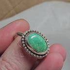 Size 12.25 // Sterling Silver Textured Band with Turquoise Stone