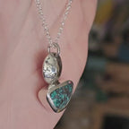 Turquoise and Textured Silver Dome Pendant