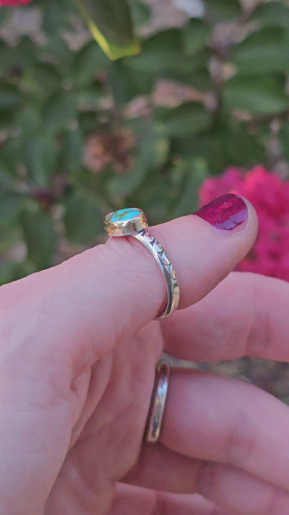 Size 8 / Turquoise Ring with Sterling Silver band & 14k Gold Bezel