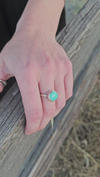 Turquoise Sterling Silver Ring – Beaded Bezel – Size 7.5