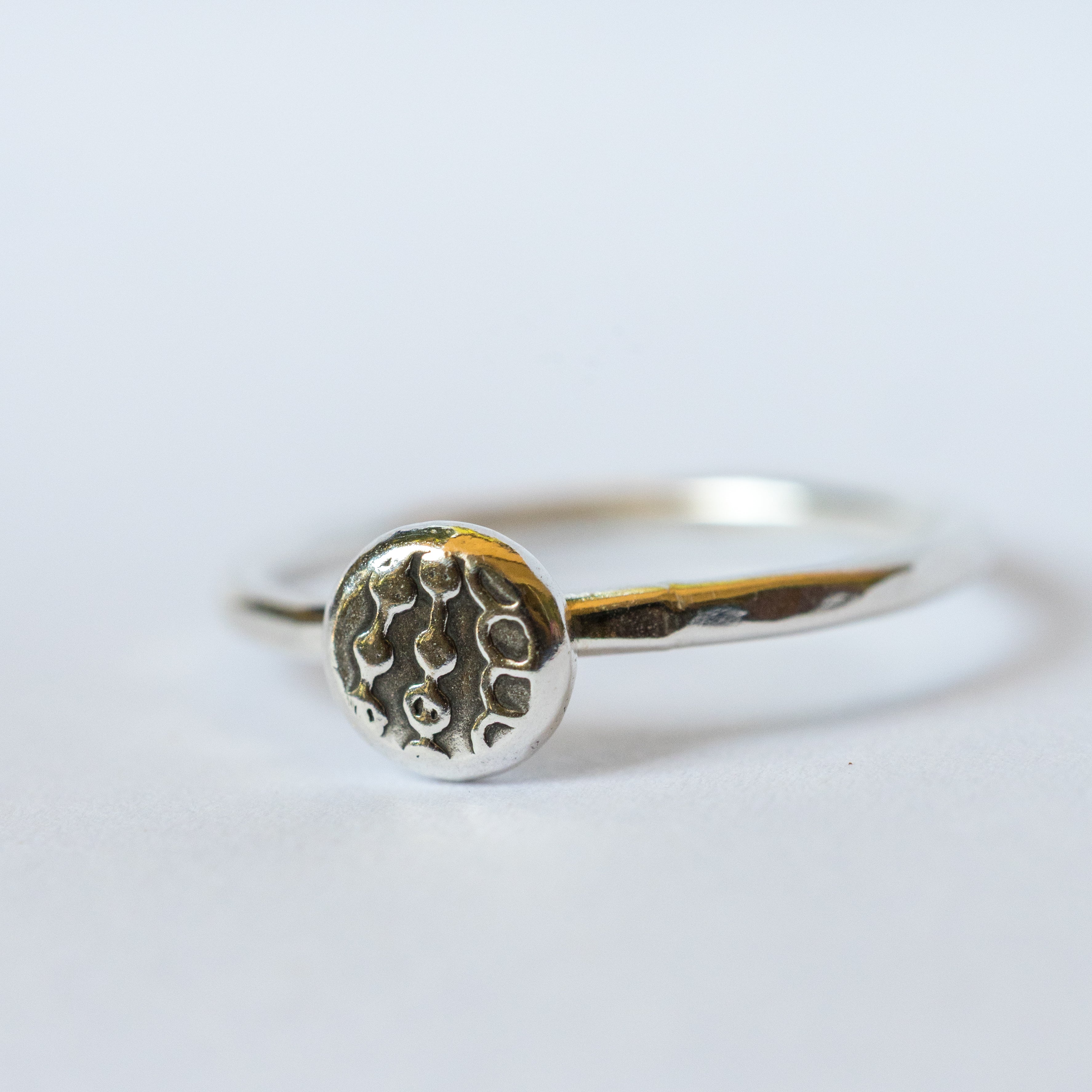 Sterling Silver + Fine Silver Textured Dot Size 6.5
