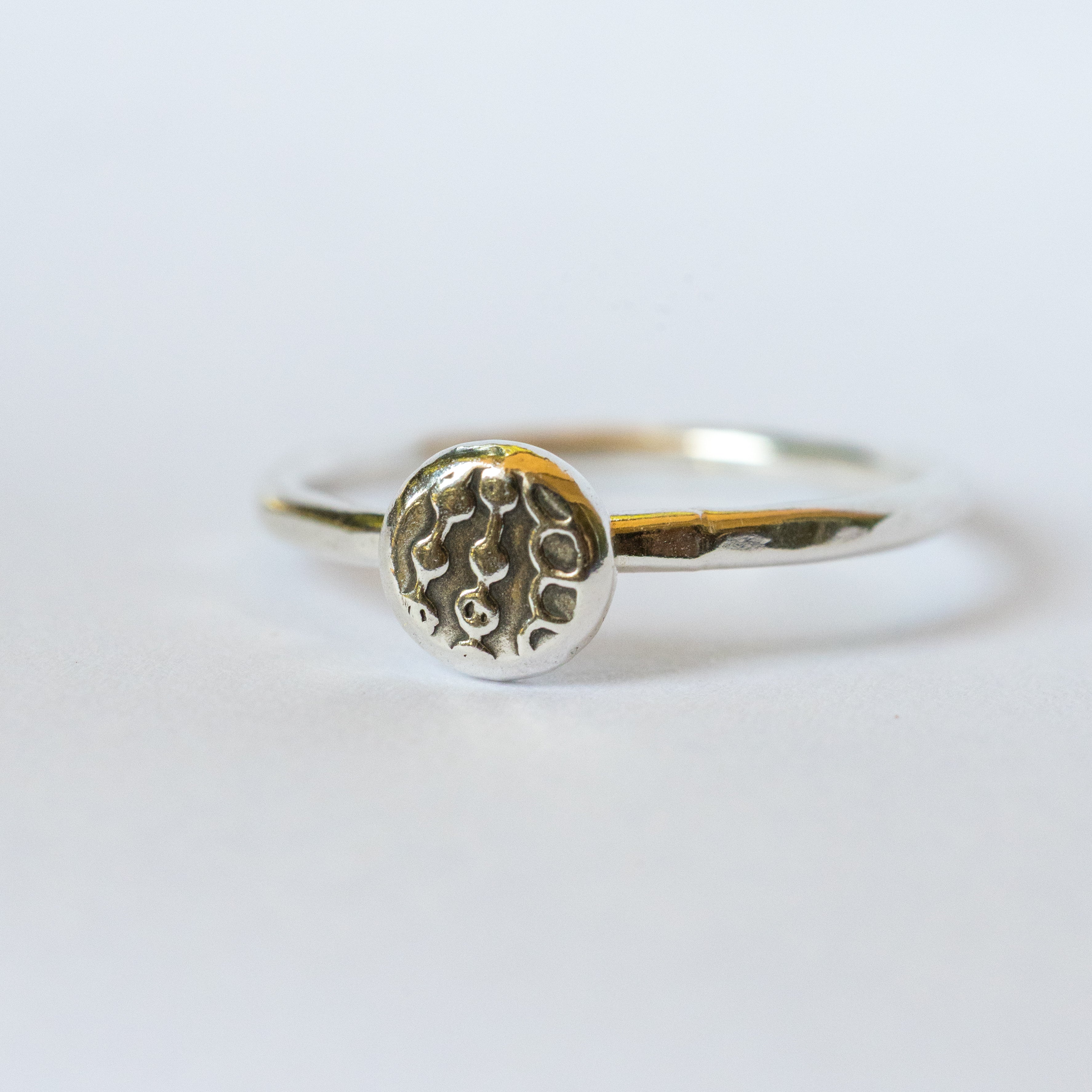 Sterling Silver + Fine Silver Textured Dot Size 6.5