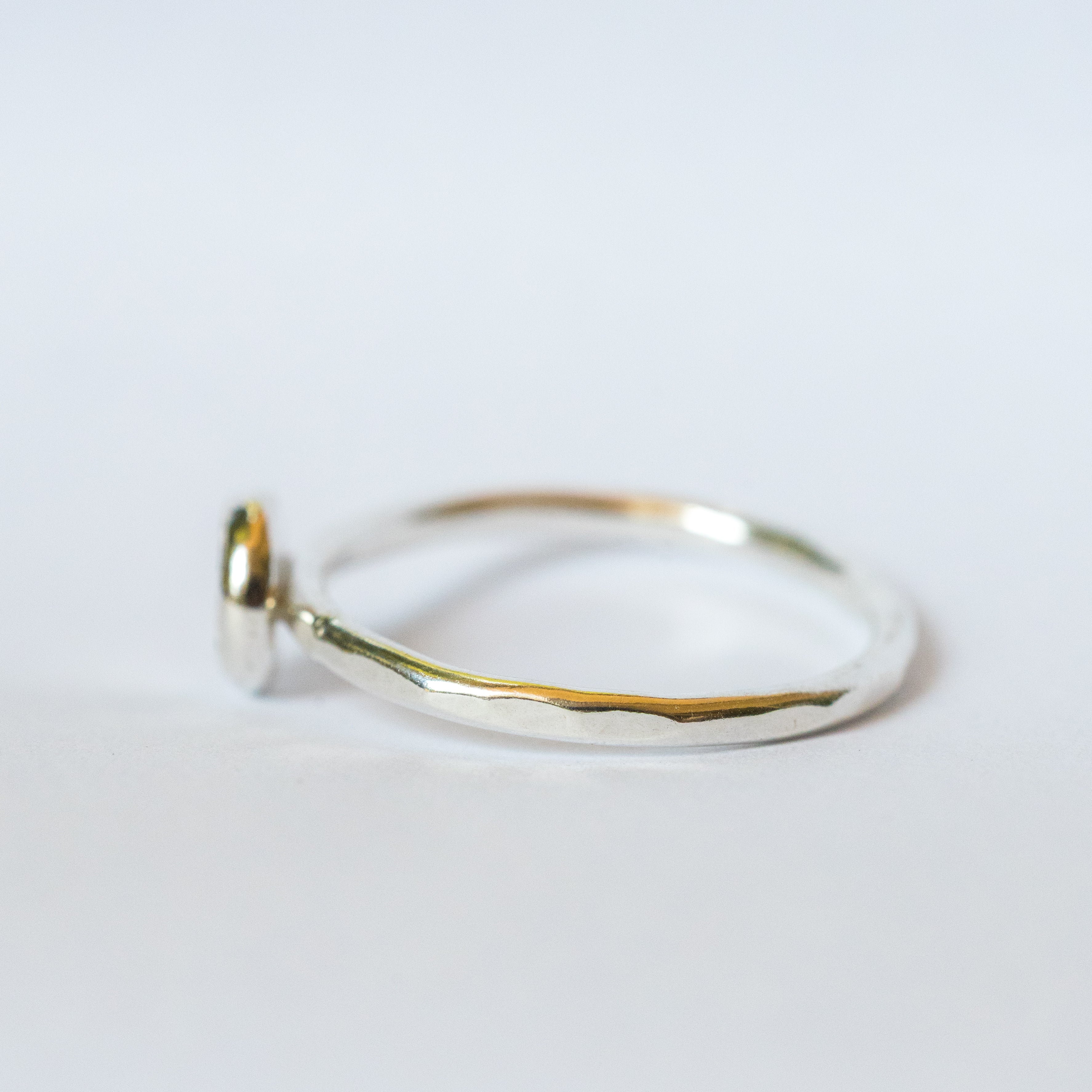 Sterling Silver + Fine Silver Textured Dot Size 6.5