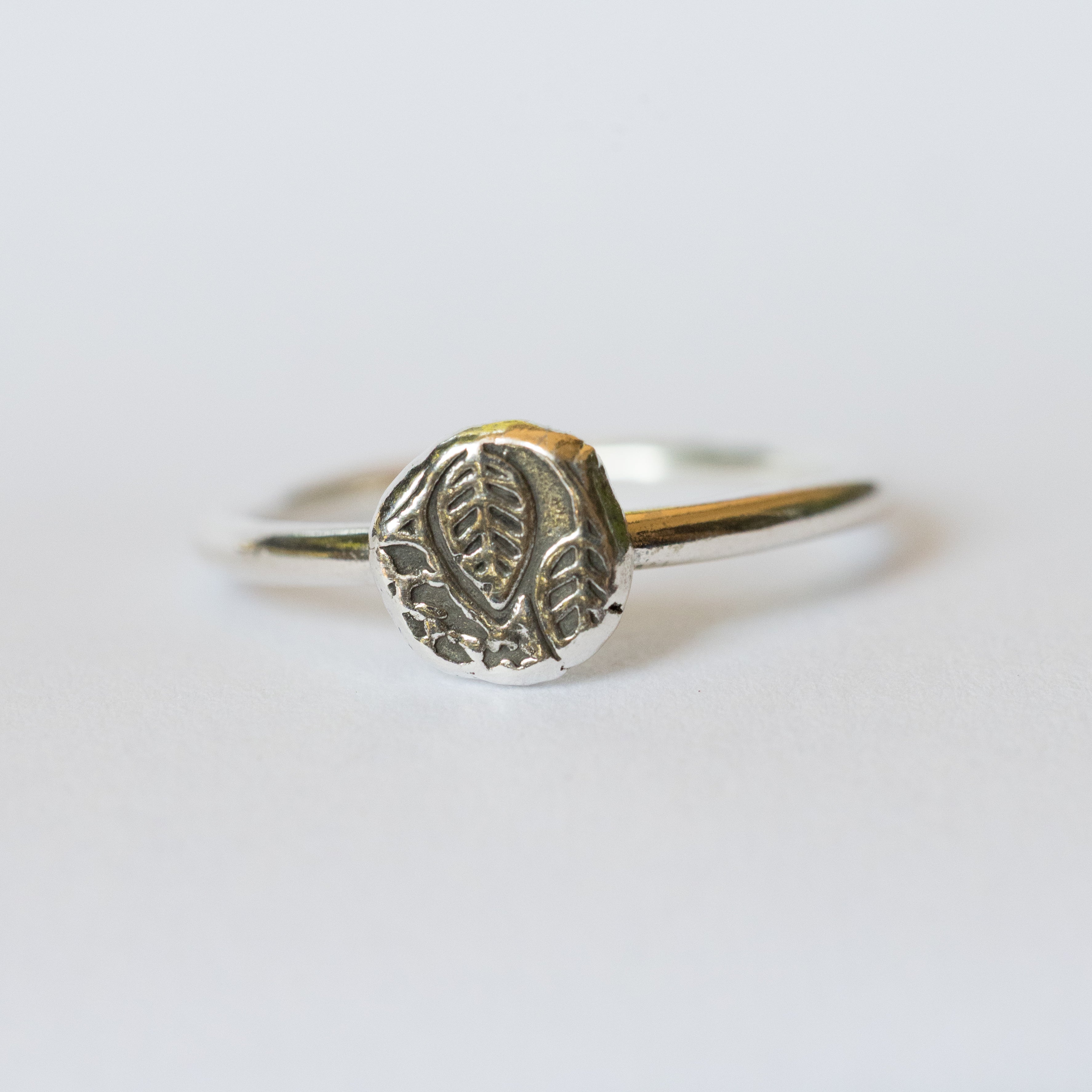 Sterling Silver + Fine Silver Textured Dot Size 5