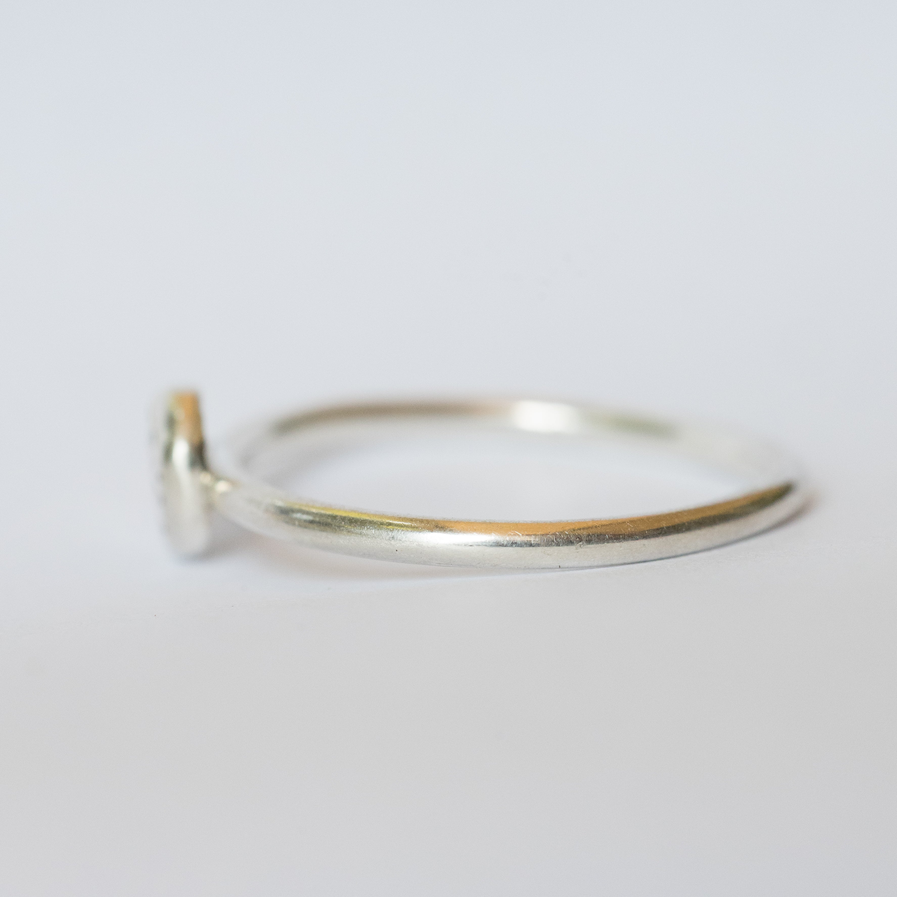 Sterling Silver + Fine Silver Textured Dot Size 7.5
