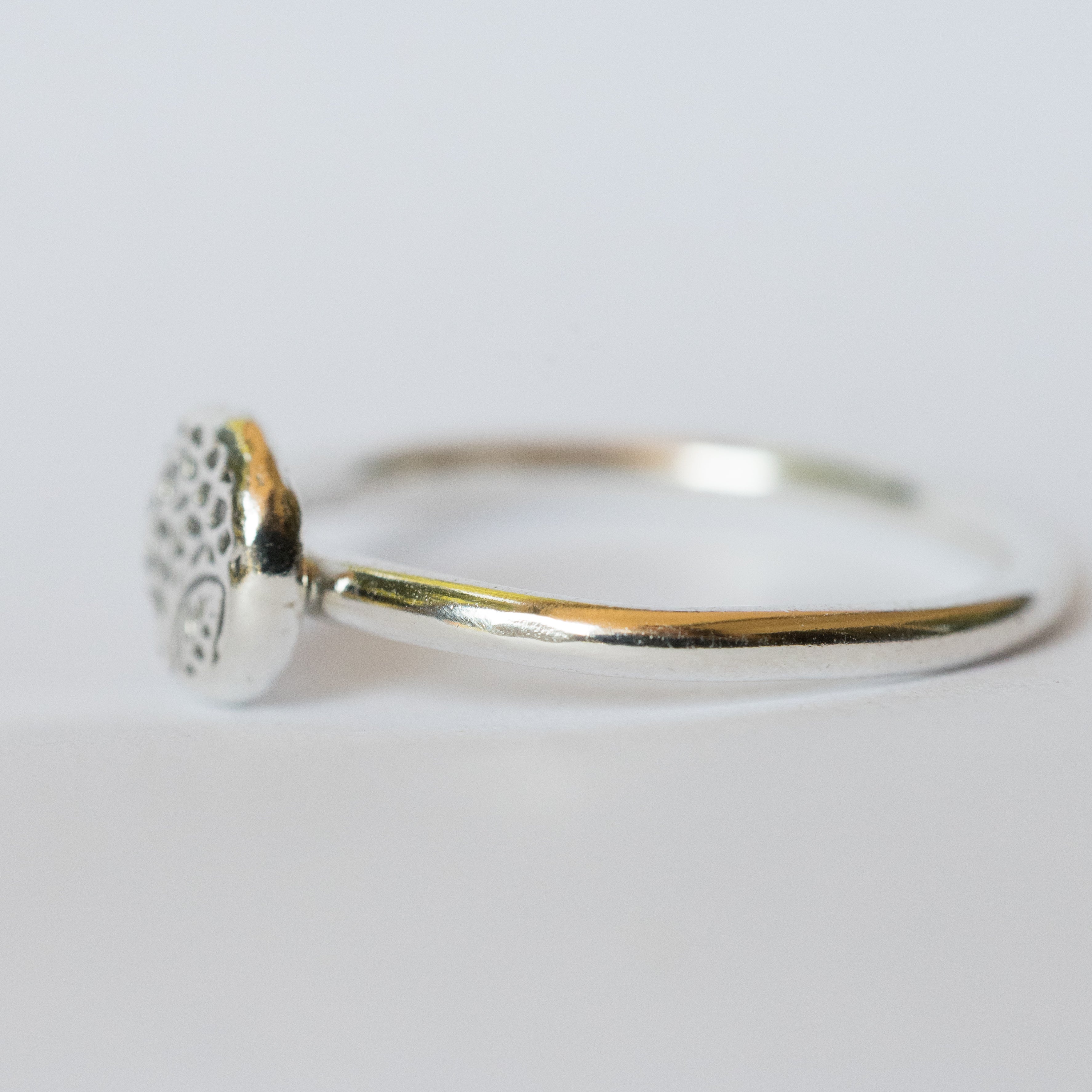 Sterling Silver + Fine Silver Textured Dot Size 5