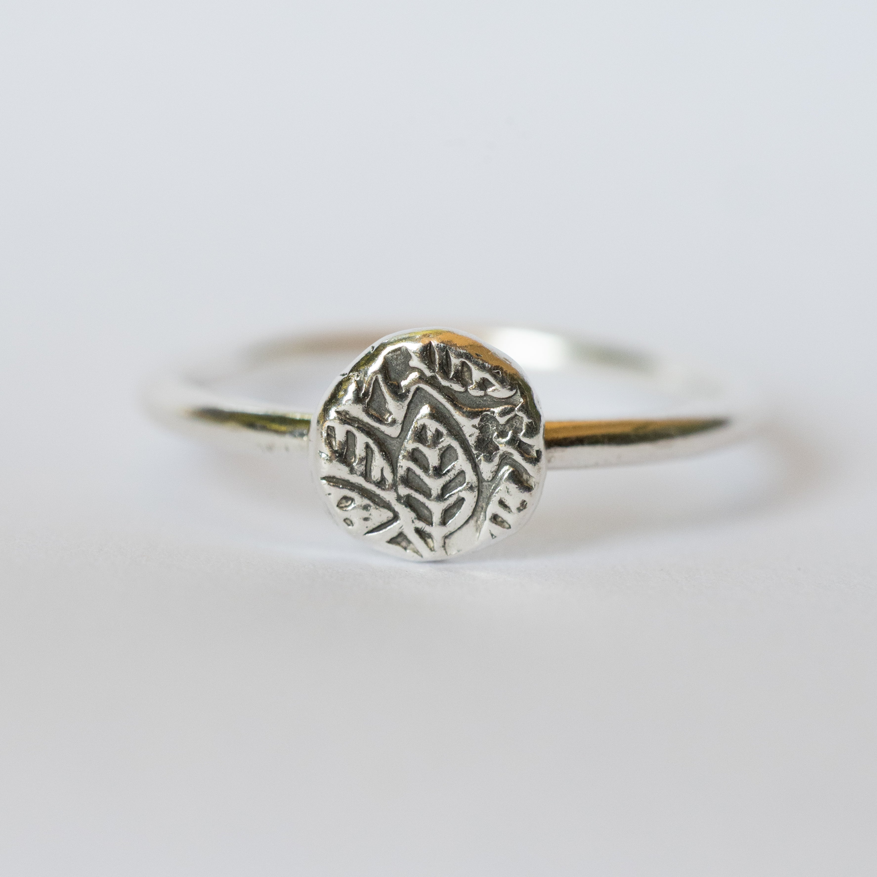 Sterling Silver + Fine Silver Textured Dot Size 6