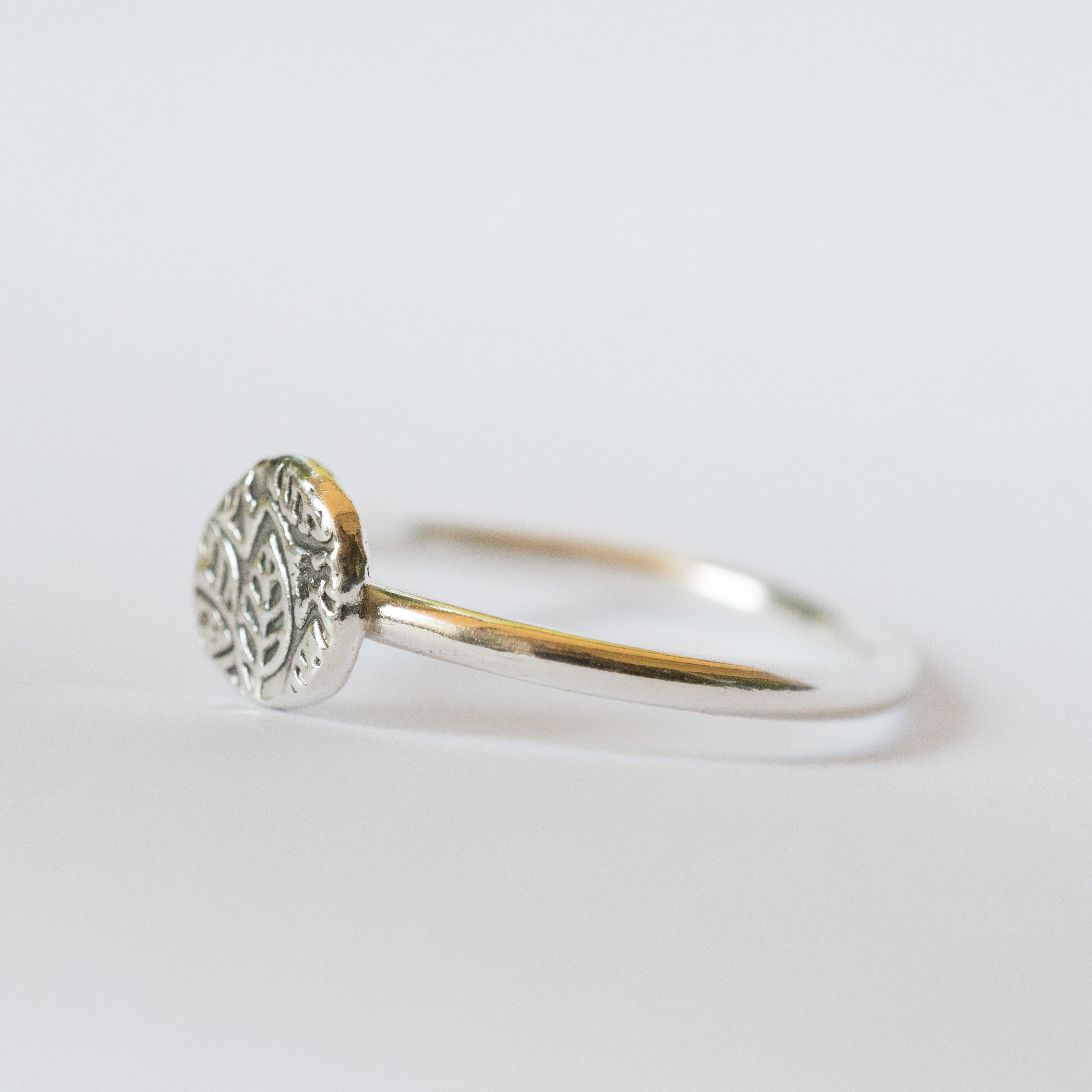 Sterling Silver + Fine Silver Textured Dot Size 6