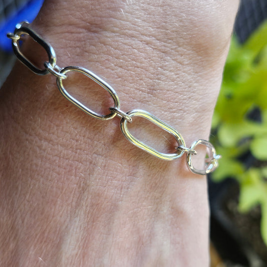 7" Hand Fabricated Sterling Silver Chain Bracelet