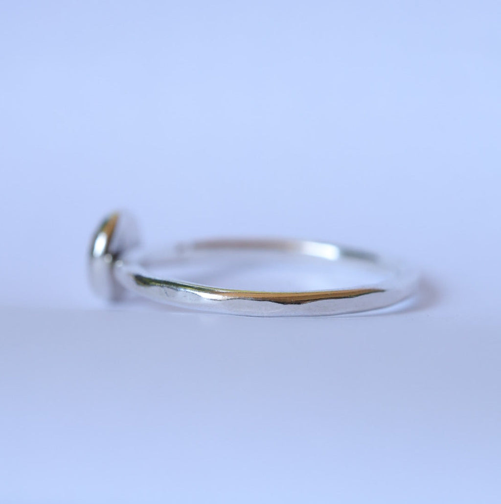 Sterling Silver + Fine Silver Textured Dot Size 6.5