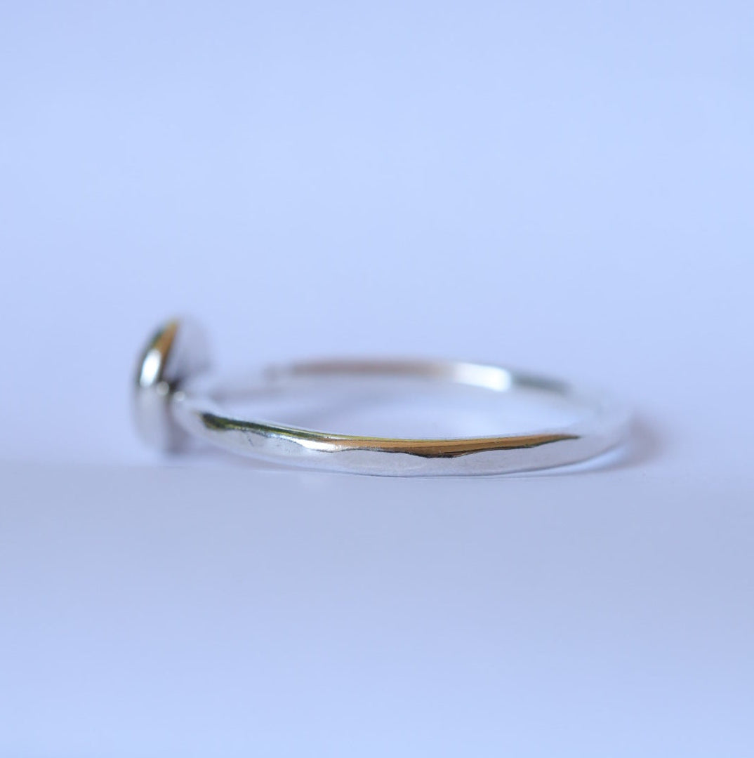 Sterling Silver + Fine Silver Textured Dot Size 6.5