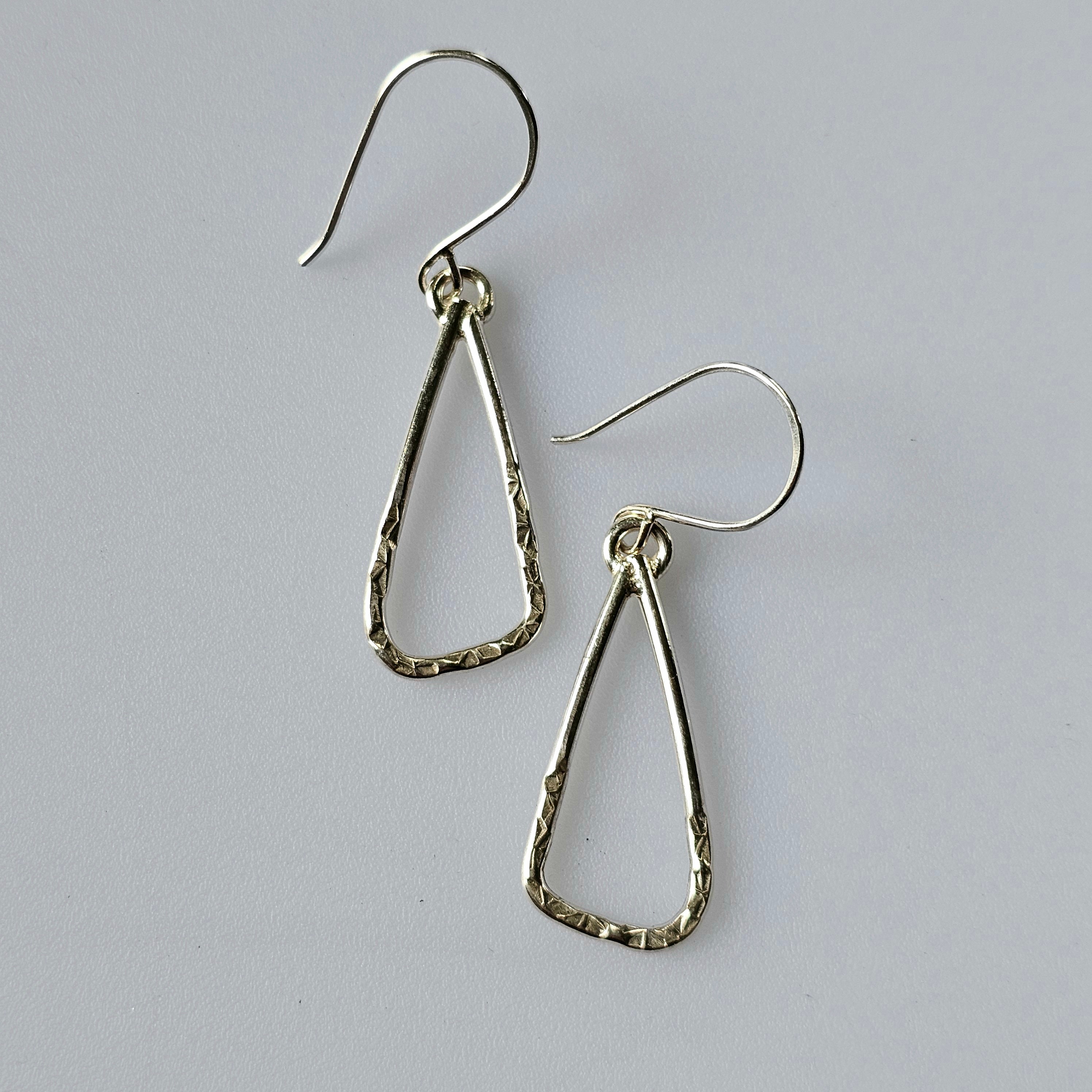 Stamped Enlongated Triangle Earrings