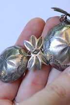 Alfred Peyton Stamped Sterling Silver Concho and Feather Necklace