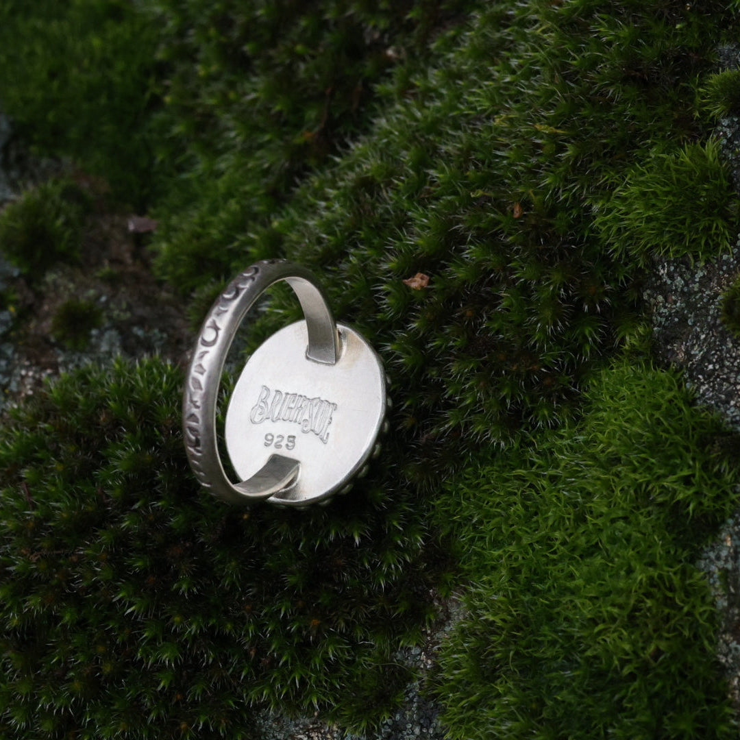 Size 7.5 // Top grade Natural Lucin Variscite Ring with Textured Sterling Silver Band