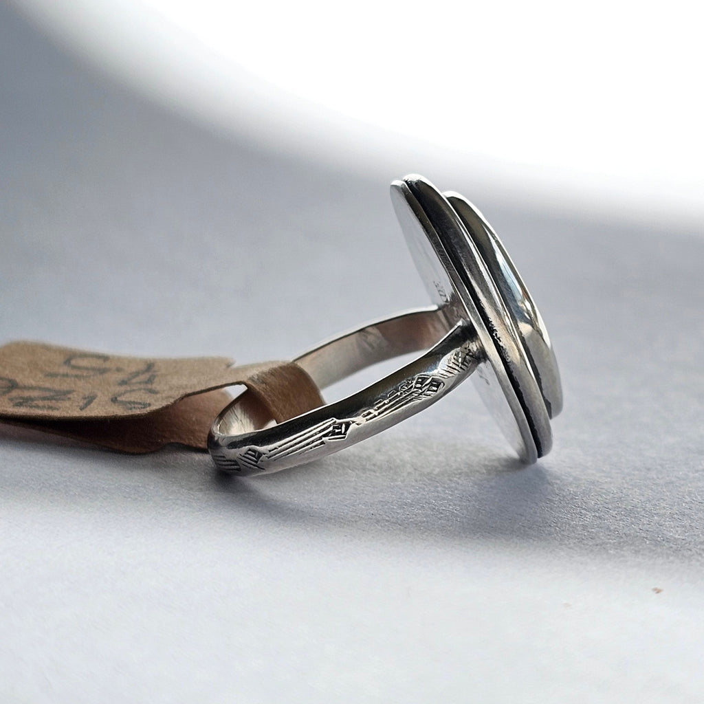 Turquoise Silver Ring - Size 7.5 - Handmade Sterling Silver