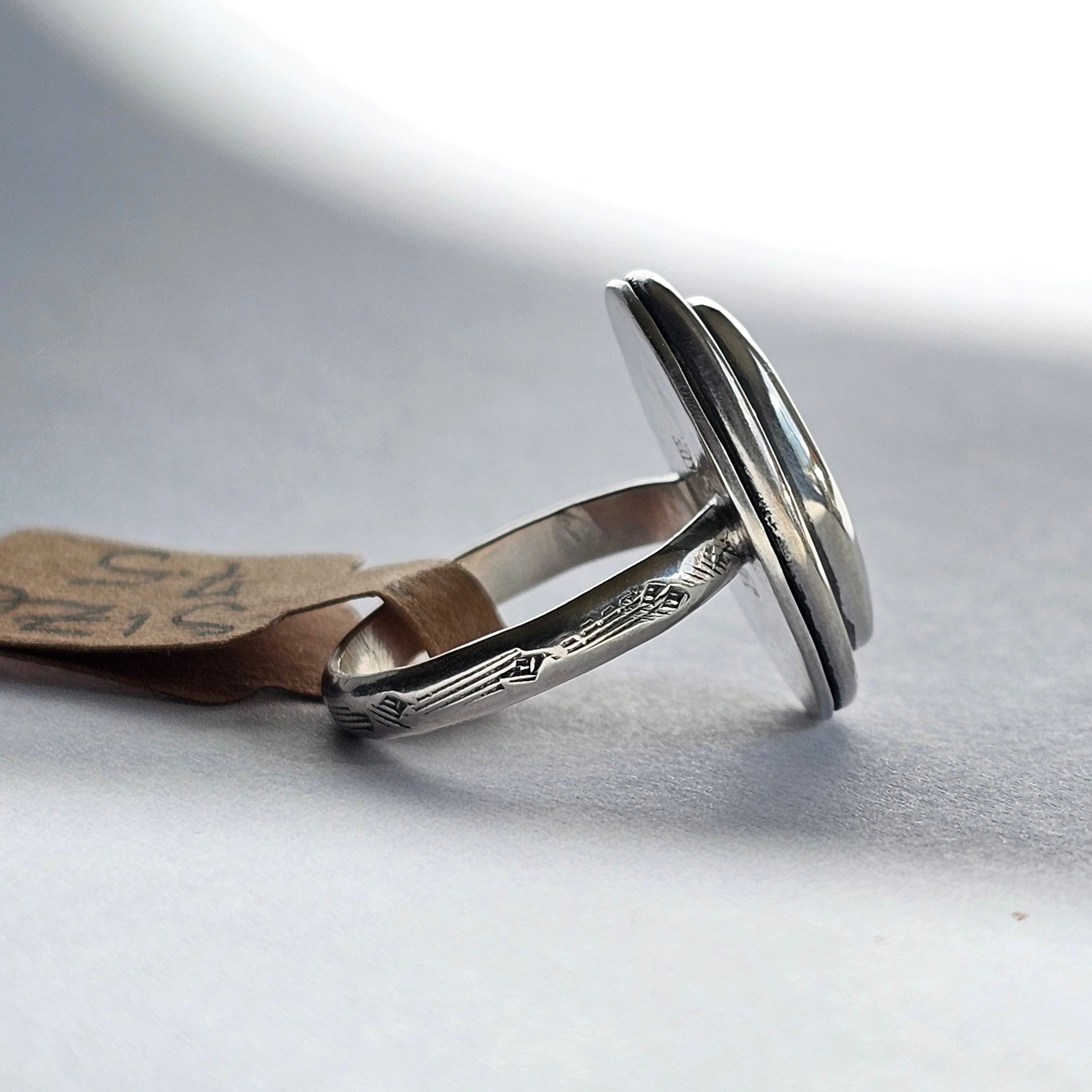 Turquoise Silver Ring - Size 7.5 - Handmade Sterling Silver