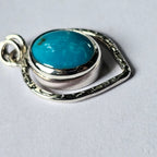 Turquoise & Textured Silver Pendant