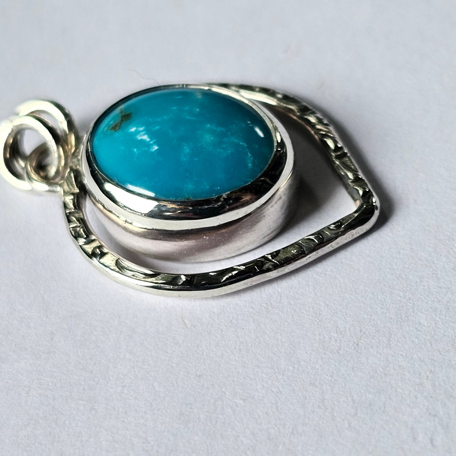 Turquoise & Textured Silver Pendant