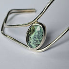Sterling Silver Cuff Bracelet with Stone – 7 Inches