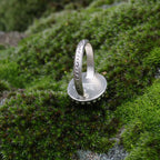 Size 7.5 // Top grade Natural Lucin Variscite Ring with Textured Sterling Silver Band