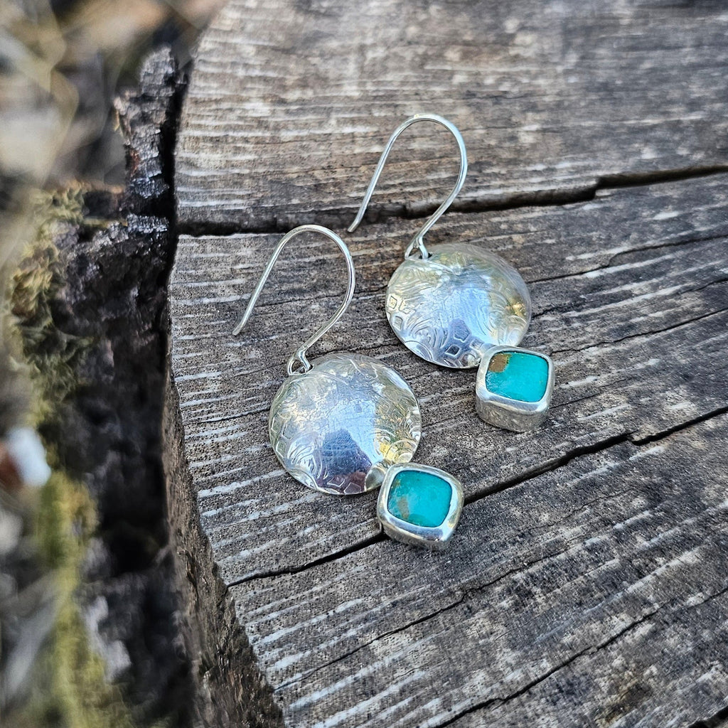 Kingman Turquoise Textured Dome Earrings