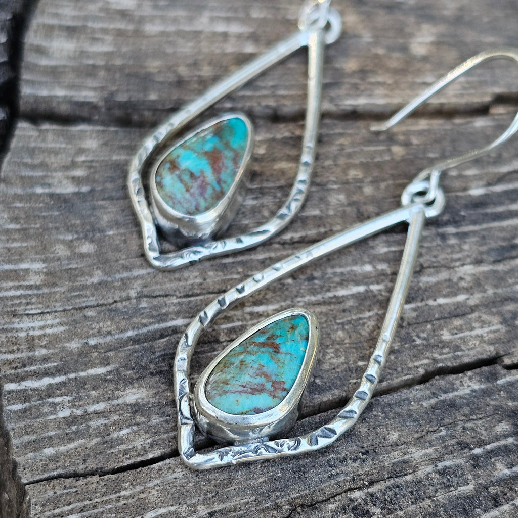 Kingman Turquoise Textured Petal Earrings