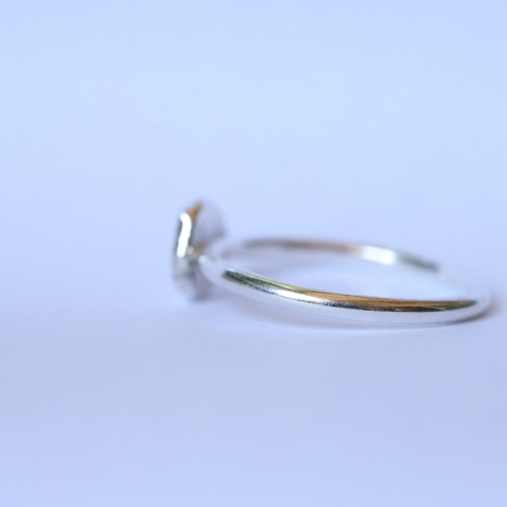 Sterling Silver + Fine Silver Textured Dot Size 5