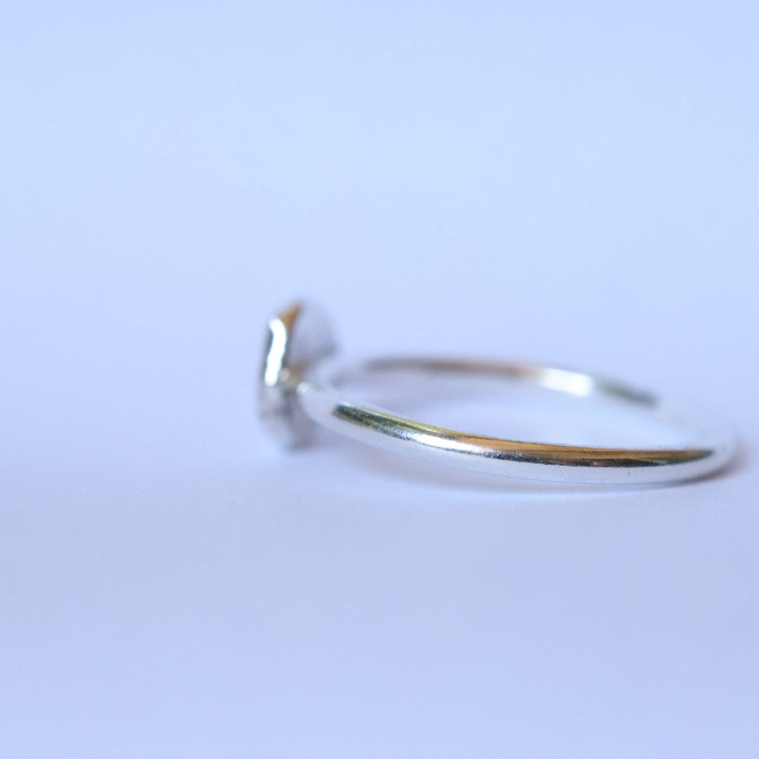Sterling Silver + Fine Silver Textured Dot Size 5