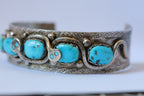 Effie C. Zuni Sterling Silver Turquoise Snake Cuff Bracelet