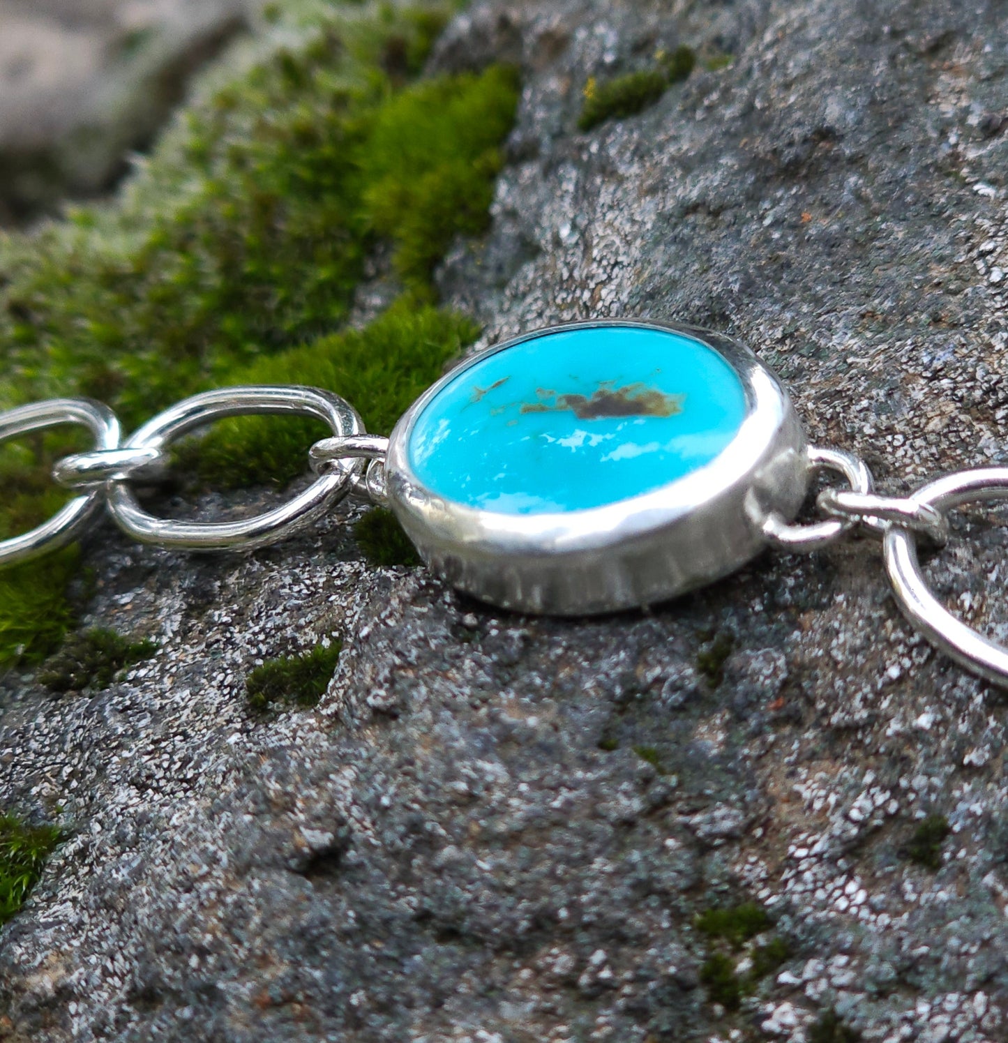 Chain Bracelet with Turquoise Stone