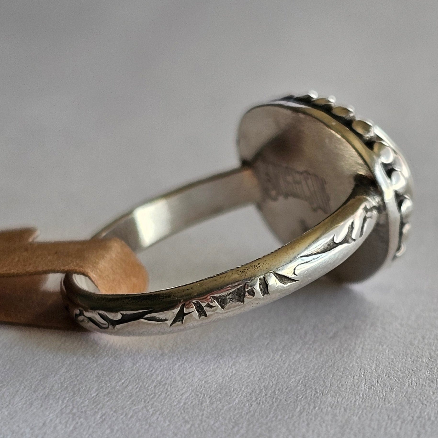 Turquoise Silver Ring- Size 8.75 - Handmade Sterling Silver